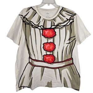 IT Chapter Two Mens Short Sleeve Pennywise Costume T-Shirt 3XL Halloween Horror